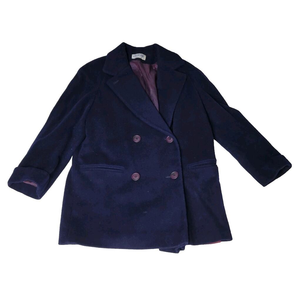 Vtg JG Hook Pea Coat Blue Sz 40 Wool Nautical Captain Preppy Retro Sea Ocean